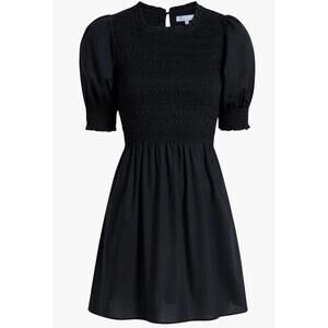 Hill House Dress Medium Vivi Nap Dress Black Smocked Puff Sleeve Mini Dress